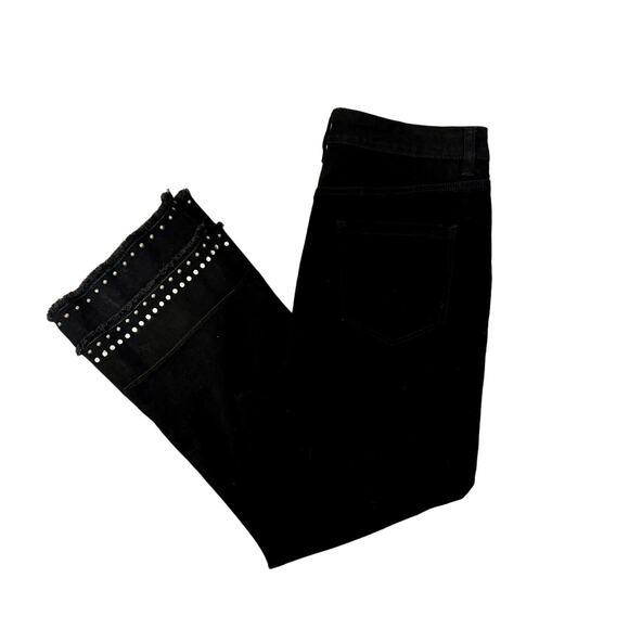 Style & Co. Cropped Flare Jeans Studded Layered Black BOHO festival womens 12 EC - Picture 2 of 11